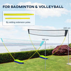 SPORTNOW Portable Badminton Net Set with Volleyball Net, Rackets, Shuttlecocks
