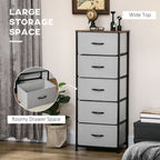 5 Drawer Fabric Chest - Wooden Top - Grey