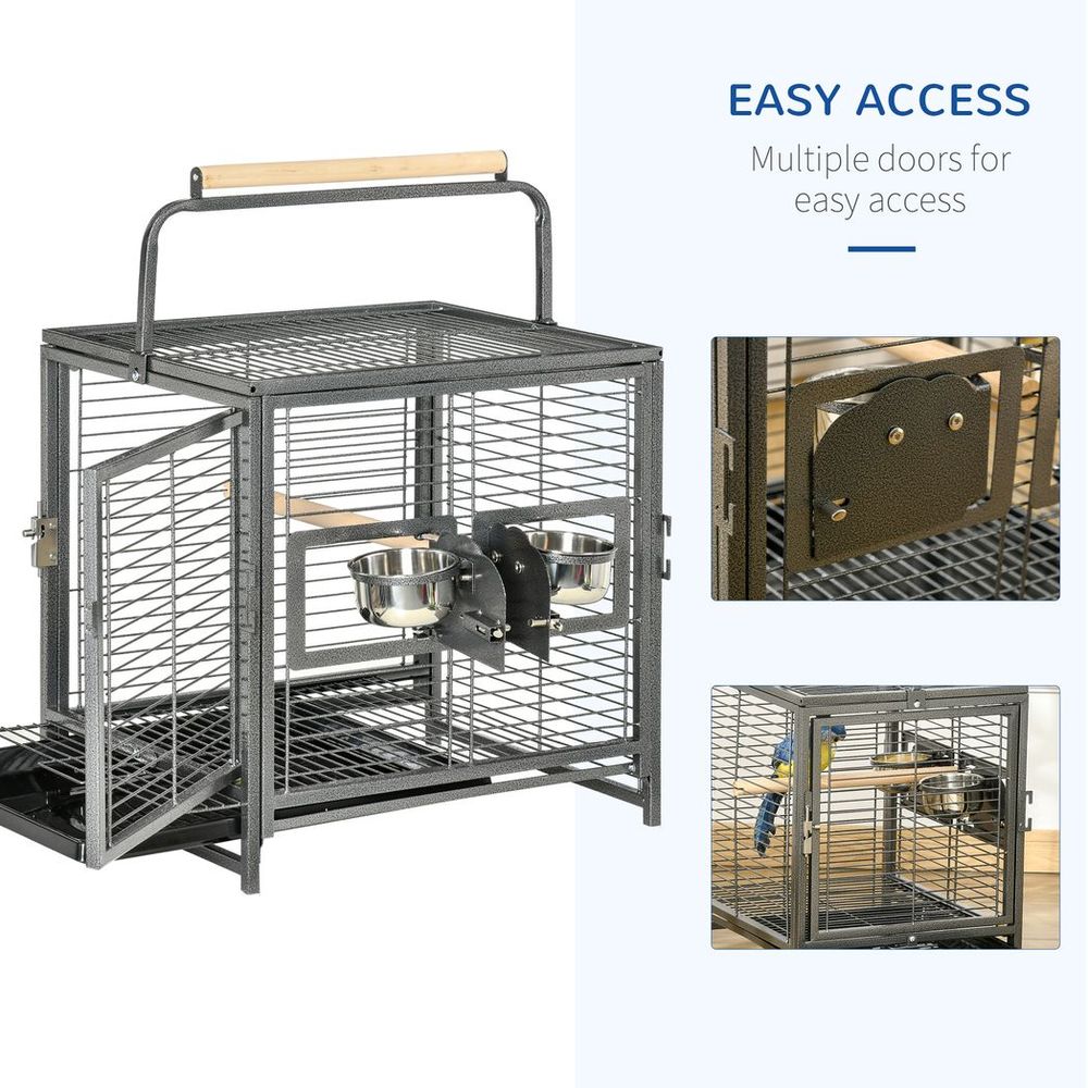 Parrot Cage - Spacious & Portable Carrier - Ideal for Cockatiels, Conures, African Greys