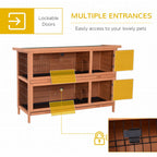 Rabbit Hutch Outdoor Guinea Hutch Bunny Cage with No-Leak Trays, Divider, 136 x 50 x 93cm, Orange