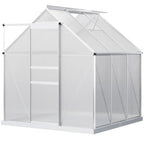 Polycarbonate Walk-in Garden Greenhouse w/ Sliding Door Silver Tone