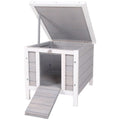 Wooden Rabbit Hutch Outdoor, Guinea Hutch, Rabbit Hideaway, Cat House, Bunny Cage Small Animal House 51 x 42 x 43 cm, Grey