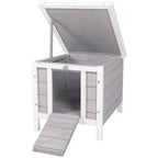 Wooden Rabbit Hutch Outdoor, Guinea Hutch, Rabbit Hideaway, Cat House, Bunny Cage Small Animal House 51 x 42 x 43 cm, Grey