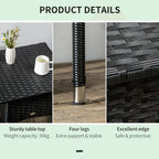PE Rattan Outdoor Coffee Table, Patio & Garden Black Side Table