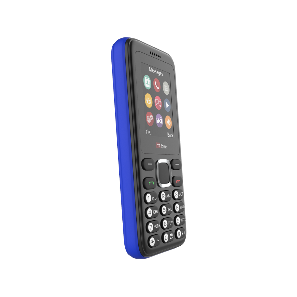 Blue Dual SIM Mobile with USB Cable