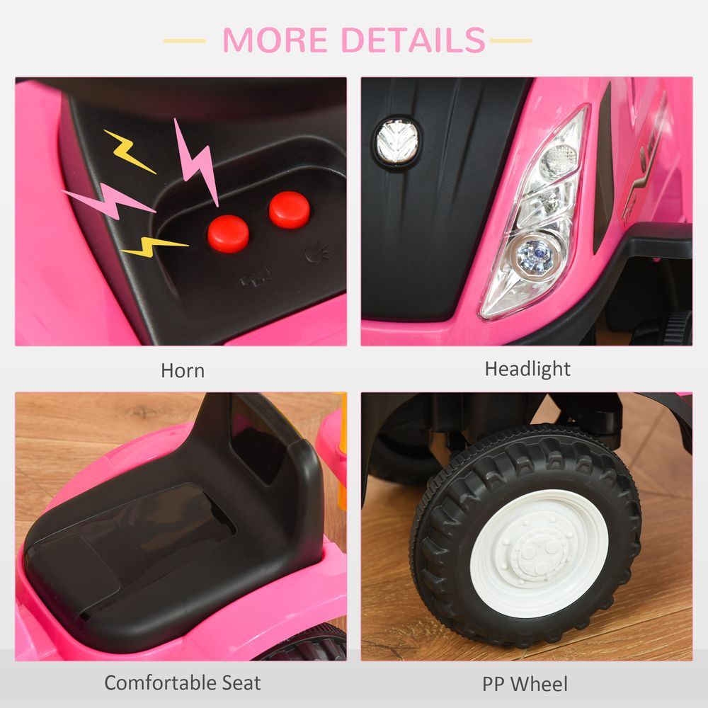 Pink Sliding Car w/Horn - Indoor & Outdoor - Ages 12-36 Months - 25 kg Load - Battery Powered