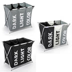 X-Shape 3 Section Laundry Sorter - Dark, Light & Color - Waterproof & Sturdy - L63xW40xH58cm