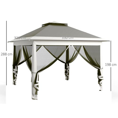 Pop Up Gazebo Height Adjustable Canopy Tent w/ Carrying Bag, Dark Grey