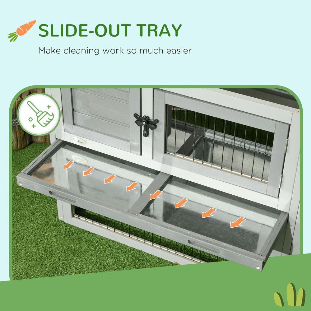 Rabbit Hutch Pet House Outdoor Run Design w/ Water-Resistant Paint Ramp with Level Detail