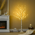 5ft Artificial White Birch Tree Light 96 Warm White Pre-Lit LED Light