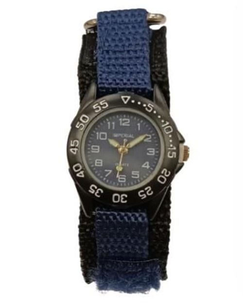 Children Girls & Boys Blue Mini Dial with Velcro Strap Easy Fasten Watch NEEDS RE-BATTERY