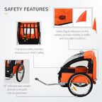 18m 2-Seat Child Bike Trailer for Kid w/ Steel Frame Seat Belt Orange