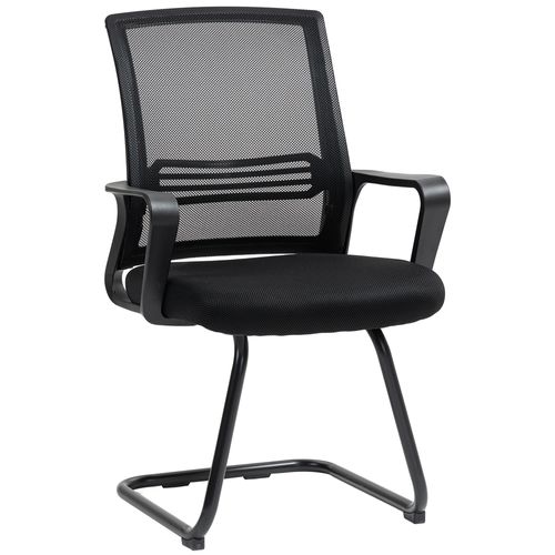 Meeting Office Chair, Mesh Reception Chair with Sled Base, Black