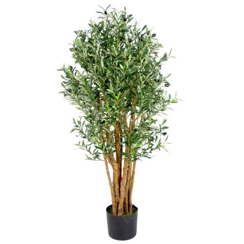 125cm Realistic Artificial Olive Tree in Black Plastic Pot