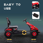 Kids Pedal Go Kart - Adjustable Seat, Inflatable Tyres, Handbrake - Red