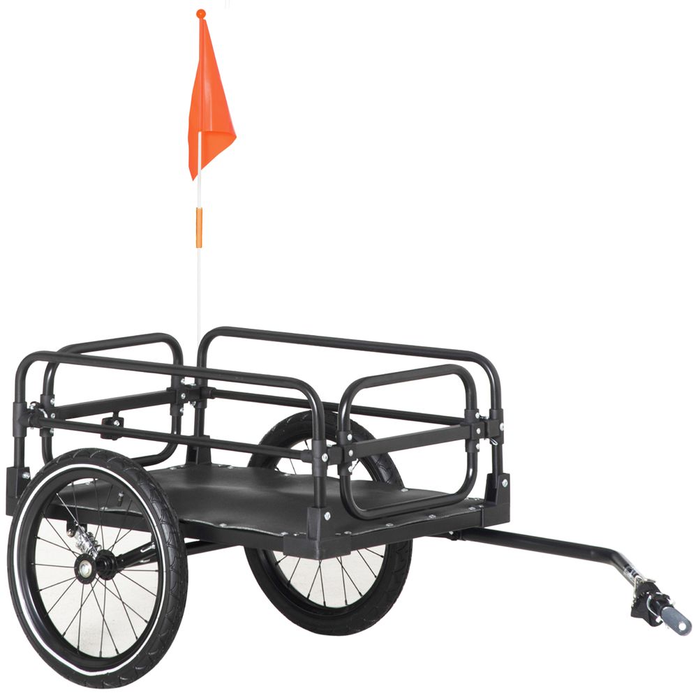 Bike Trailer Wagon with Suspension, 2 Wheels - Durable, Foldable, Black