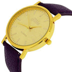 Women's Analogue Watch - Jumbo Gold Dial with Purple Leather Strap