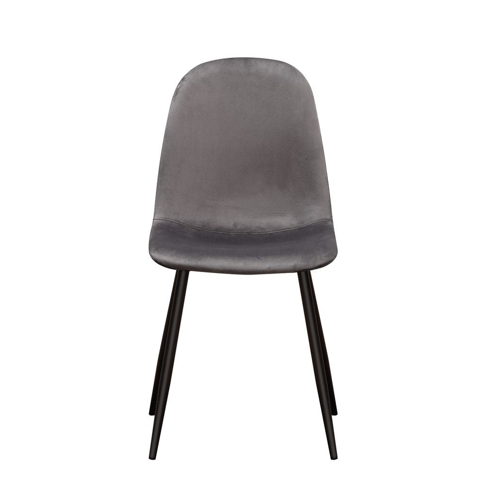 Velvet Grey Chair with Stylish Black Metal Legs