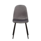 Velvet Grey Chair with Stylish Black Metal Legs