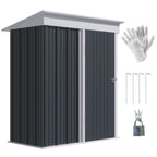 Compact Steel Bike Shed, Lockable Lean-to Design, Adjustable Shelf, 5x3
