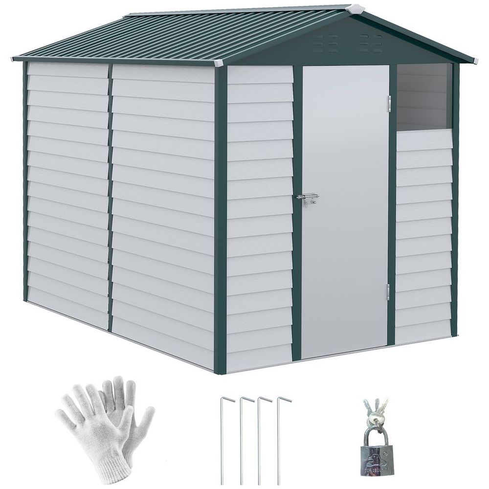 9x6 Galvanized Metal Garden Shed - Secure & Spacious Storage Solution for Backyard & Patio