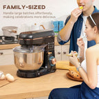 Electric Stand Mixer, 5L Food Mixer with Dough Hook, Whisk, Black