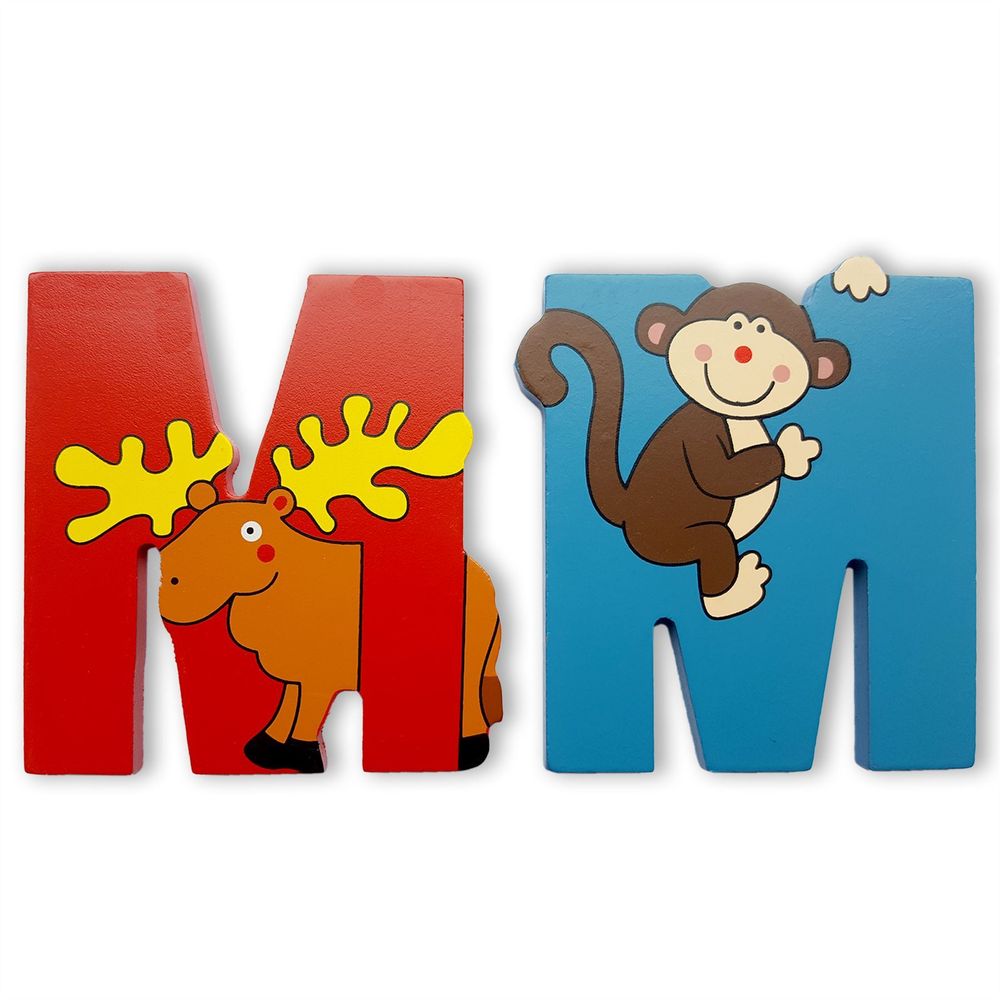 Wooden Alphabet Letter - Jungle Animal Uppercase, Self Adhesive M
