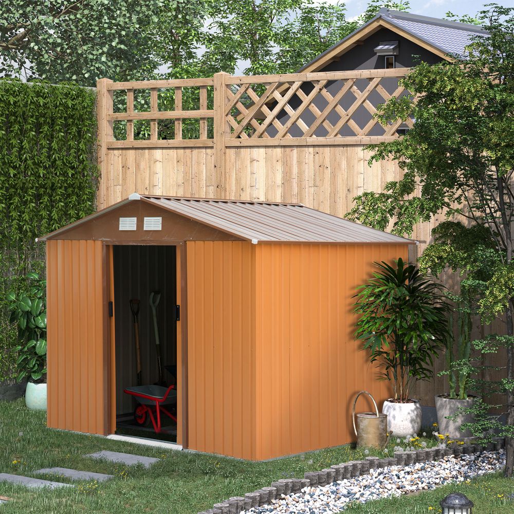 Lockable 9x6 ft Metal Shed - Khaki Storage Yard Container