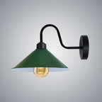 Vintage Green Wall Light Fixture, Cone Shape Shade, E27 Base, Dimmable, 3 Year