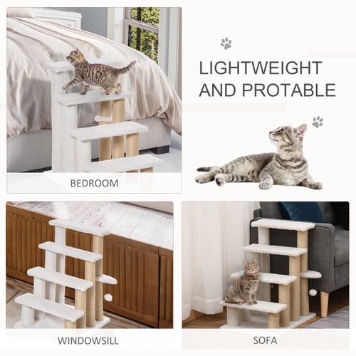 Pet Stair with 4-step Climb Ladder, Scratching Posts