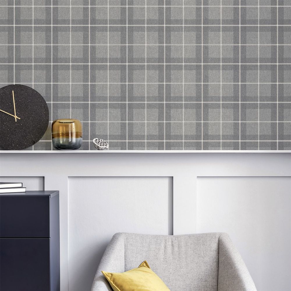 Heritage Check Grey/Silver Scarf