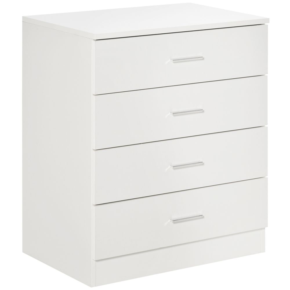Chest of Drawers, 4 Drawers Storage Cabinet with Metal Rails, Anti-Tip for Playroom, Nursery Room, Hallway, etc