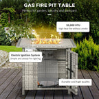 Gas Fire Pit Table - Rain Cover, Windscreen & Lava Stone - 50,000 BTU