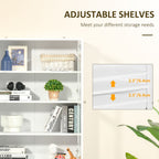 Modern Bookcase with Doors, Display Storage Cabinet with Adjustable Shelves for Living Room, Study, Office, White