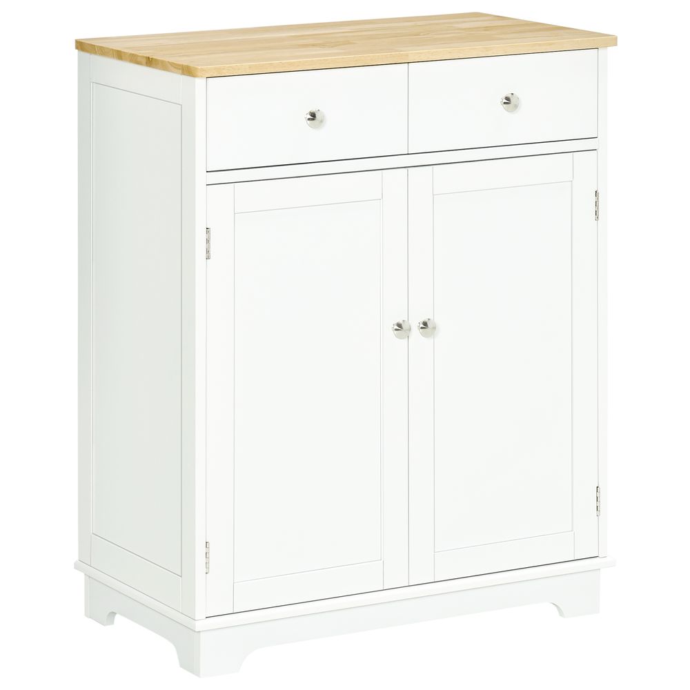 Kitchen Floor Cabinet Side Storage Cupboard Multi-use Sideboard Table with Solid Wood Top, Adjustable Shelf,Drawer for Dining Room, Living Room,Hallway