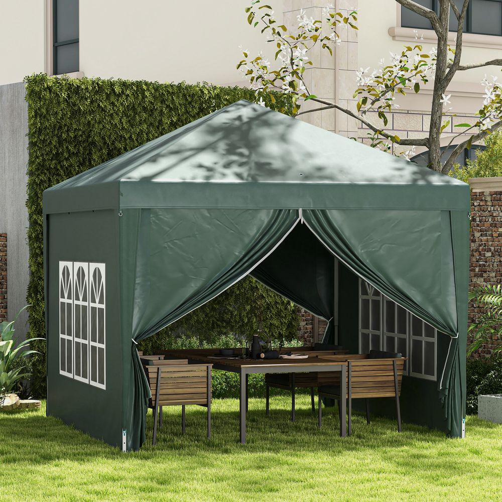 3mx3m Pop Up Gazebo Party Tent Canopy Marquee with Storage Bag Green