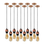 10 Pack Industrial Rose Gold Pendant Light, Lampshade Addable E27 Lamp Holder Light