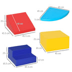 Soft Play 4-piece Climb and Crawl Foam Toddler Stairs and Ramp Colorful Children's Educational Software Activity Toys for Baby Preschooler