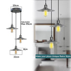 3 Head Round Base Vintage Ceiling Pendant Light Shade Hanging Lamp