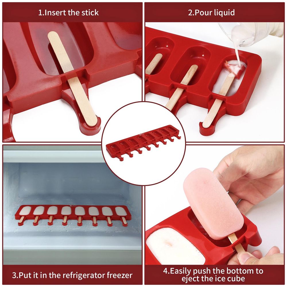 Homemade Ice Lolly Maker - Create Colorful, Healthy Popsicles - Silicone - Easy to Clean