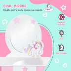Magical Unicorn Girls Vanity Set with Mirror and Stool, Ages 3-6