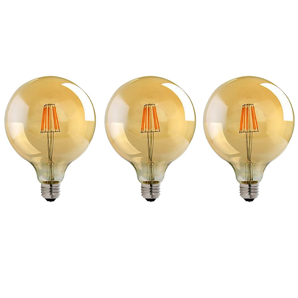 3 Pack E27 LED Edison Dimmable Vintage Amber Glass Warm white 2700K Light Bulbs in White