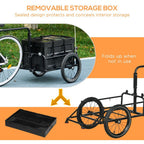Bike Trailer w/ Foldable Storage & Pneumatic Tyres - Black