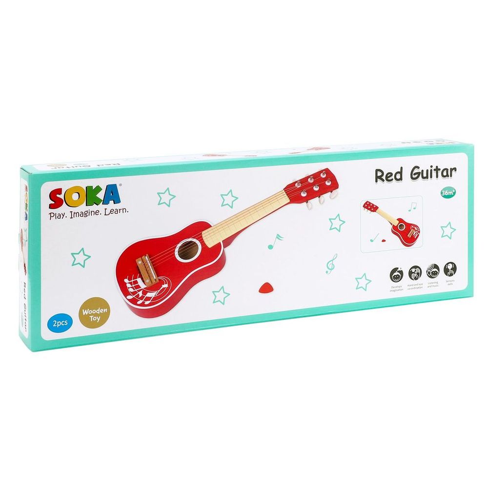 Red Guitar - Hours of Creative Playtime, Realistic Design, Quality, Ideal Gift