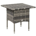 PE Rattan Outdoor Coffee Table, Rattan Side Table for Patio, Garden, Mixed Grey