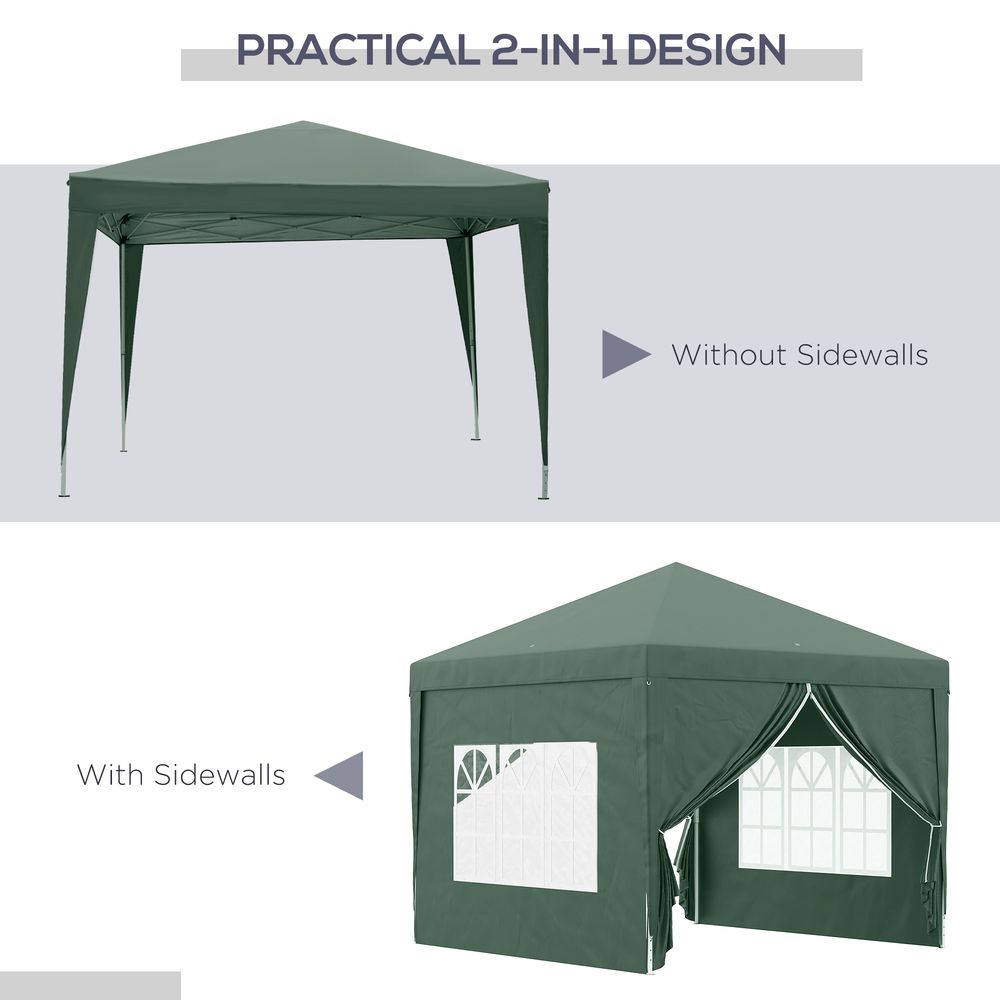3mx3m Pop Up Gazebo Party Tent Canopy Marquee with Storage Bag Green