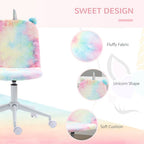Fluffy Unicorn Office Chair: Swivel Wheel, Cute Desk Chair, Rainbow; Comfortable, Fun Design