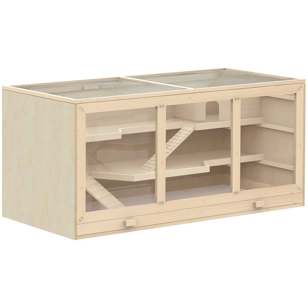 Wooden Large Hamster Cage Syrian Hamster Mouse Rats Mice Rodent Small Animals Hutch Exercise Play House Pen 115L x 57W x 55H(cm)