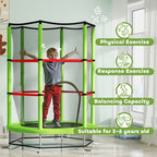 Kids Trampoline Mini Bouncer w/ Enclosure Net for 3-6 Years Green