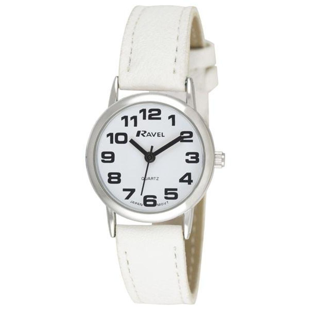 Women's Classic White Leather Strap Watch.4LA